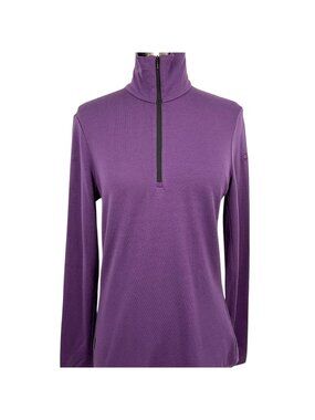 Icebreaker Bodyfit 260 Base Layer Top Womens Medium Purple 100% Merino 1/4 Zip
